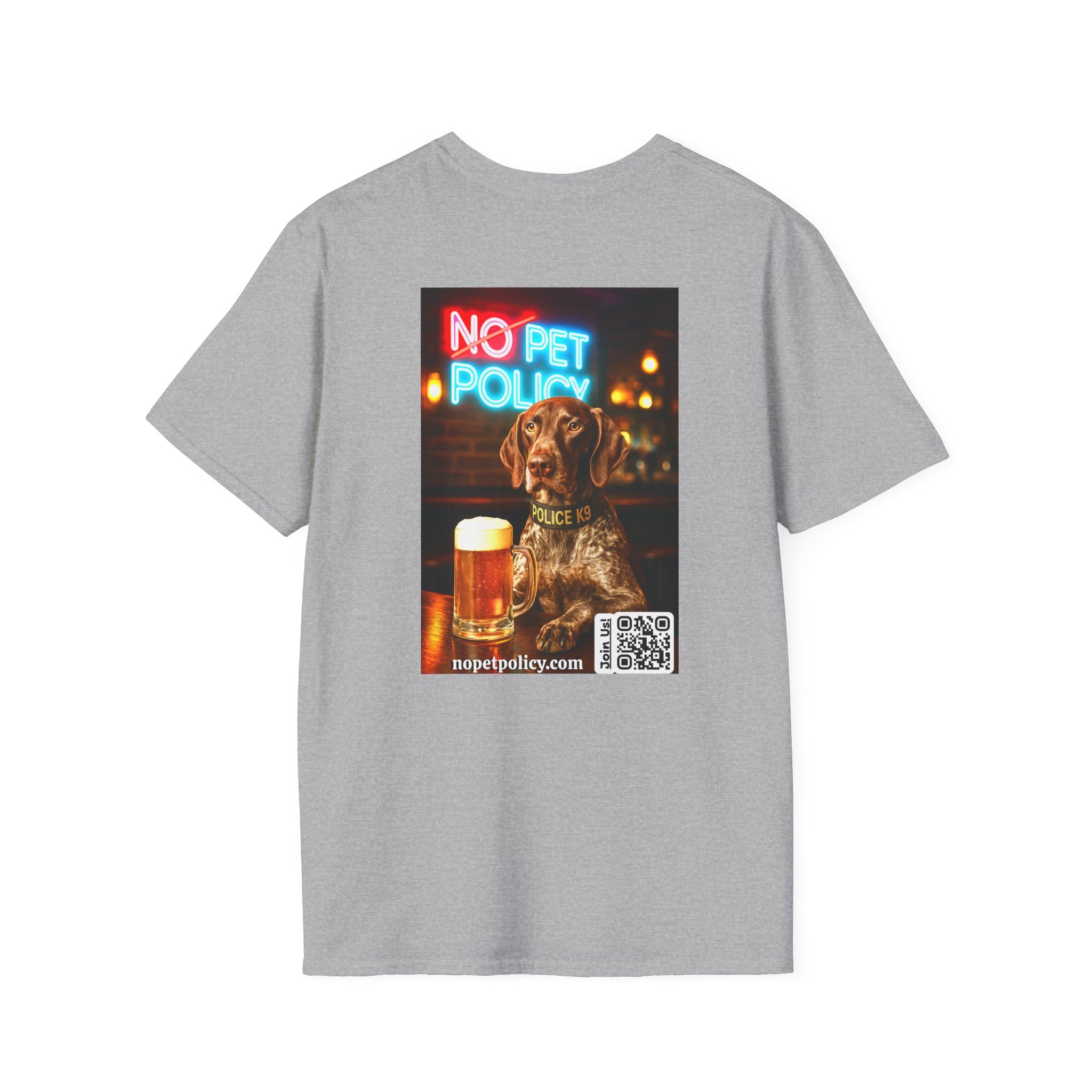 Retired K9 Bela "Off Duty" Tee – No Pet Policy™ | Wear the Change!