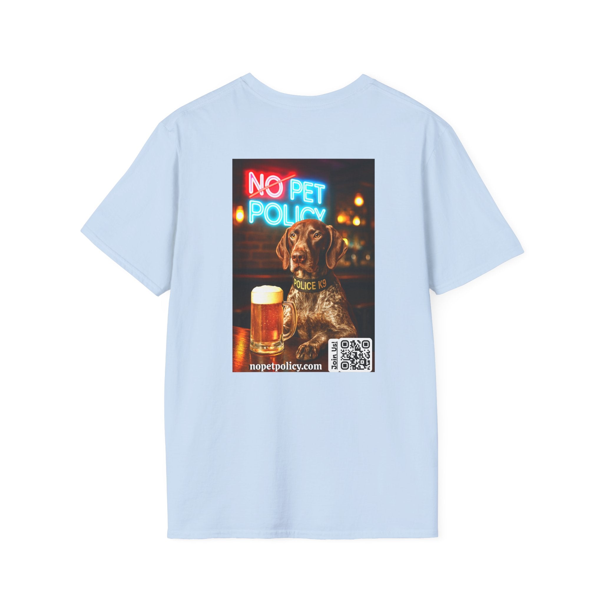 Retired K9 Bela "Off Duty" Tee – No Pet Policy™ | Wear the Change!