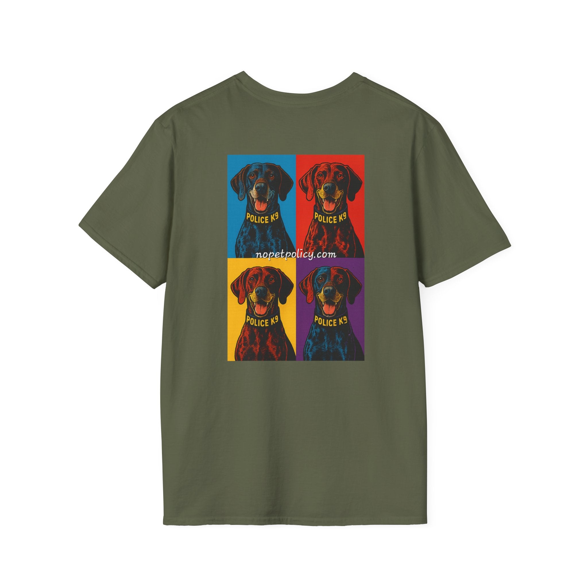K9 Bela "Pop Art" T-Shirt – No Pet Policy™ | Wear the Change!
