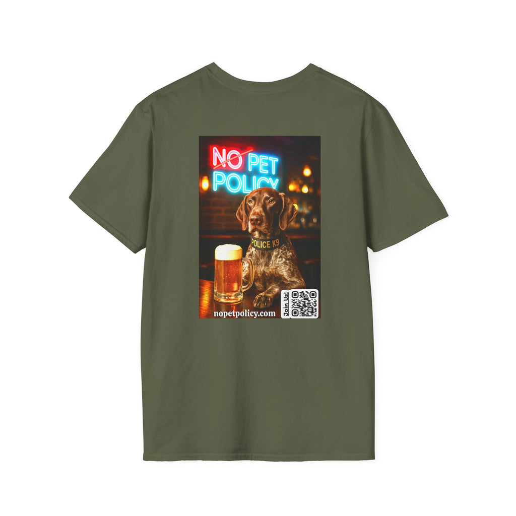 Retired K9 Bela "Off Duty" Tee – No Pet Policy™ | Wear the Change!