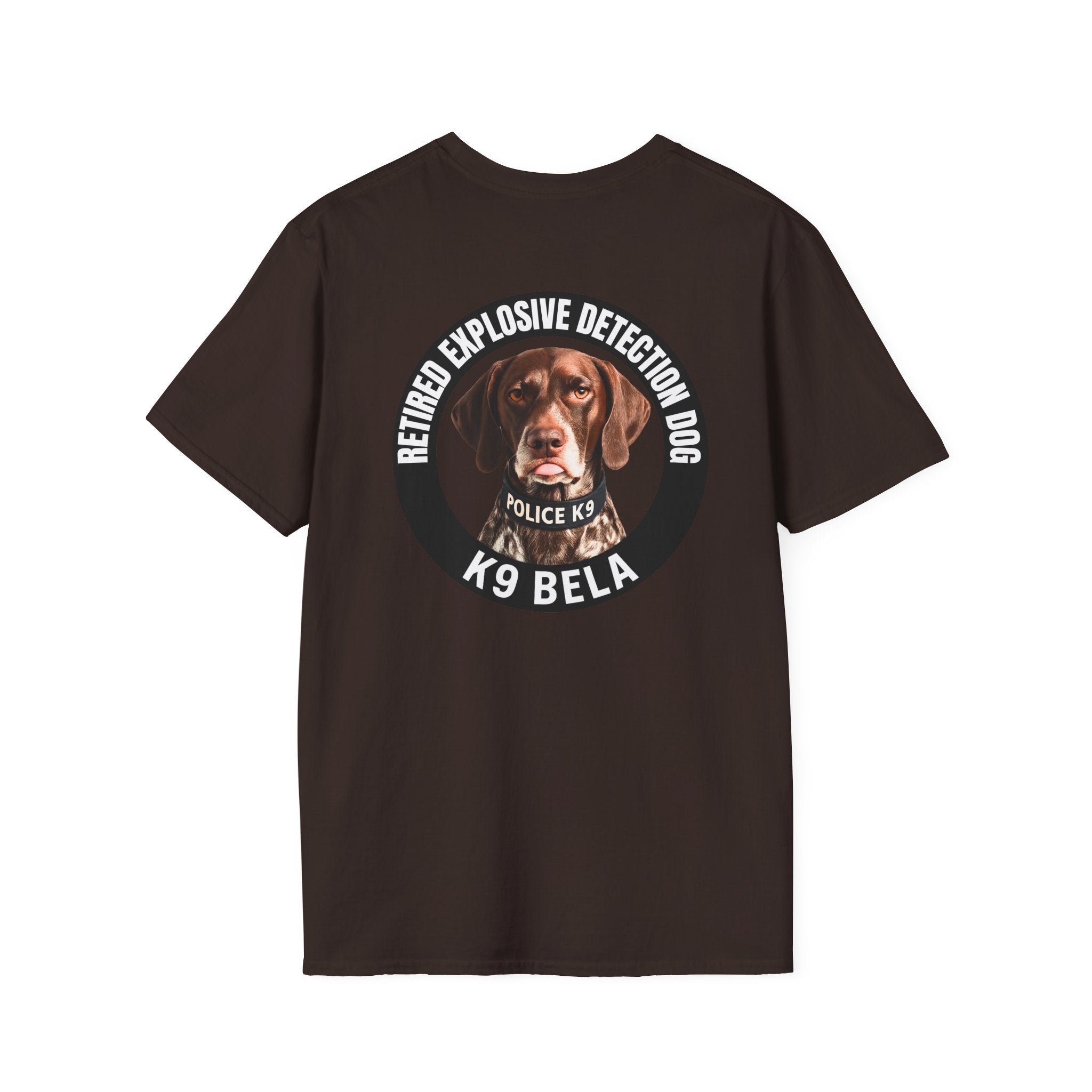 Retired K9 Bela T-Shirt – No Pet Policy™ | Wear the Change!