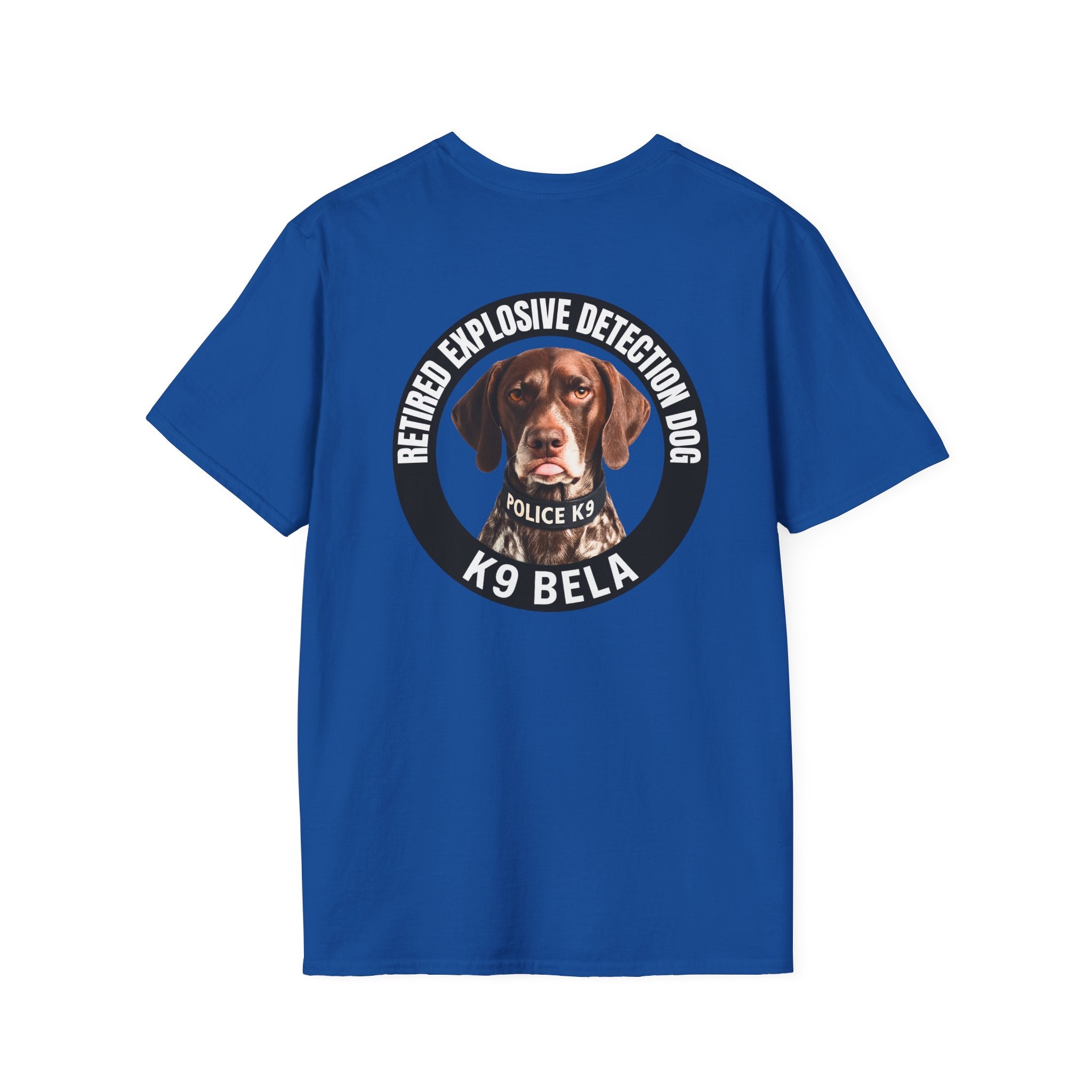 Retired K9 Bela T-Shirt – No Pet Policy™ | Wear the Change!