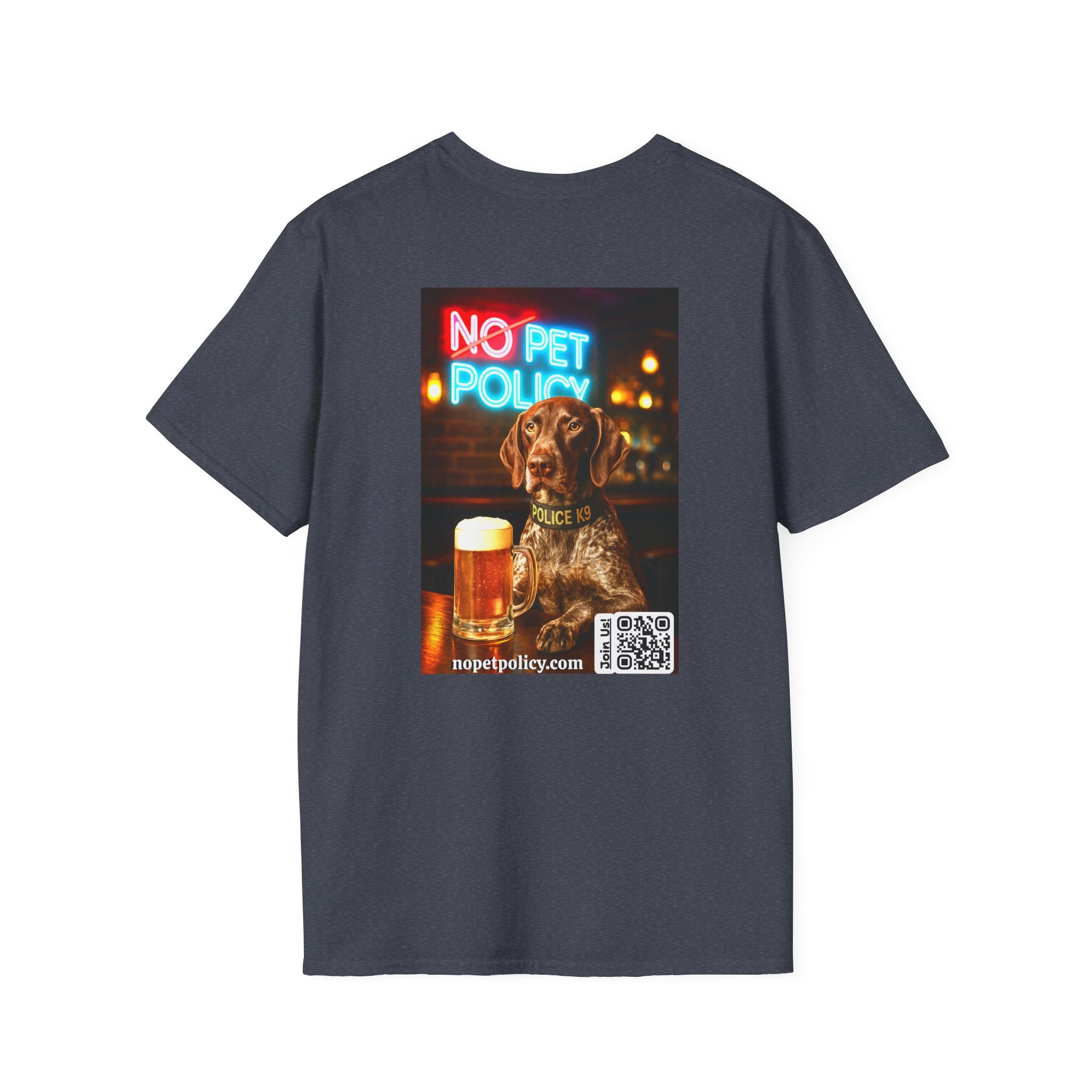 Retired K9 Bela "Off Duty" Tee – No Pet Policy™ | Wear the Change!