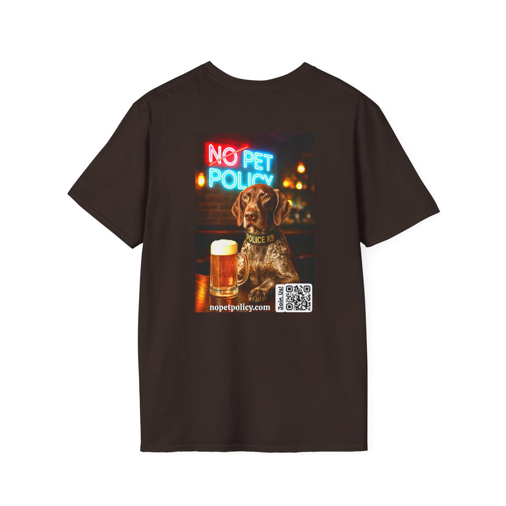 Retired K9 Bela "Off Duty" Tee – No Pet Policy™ | Wear the Change!