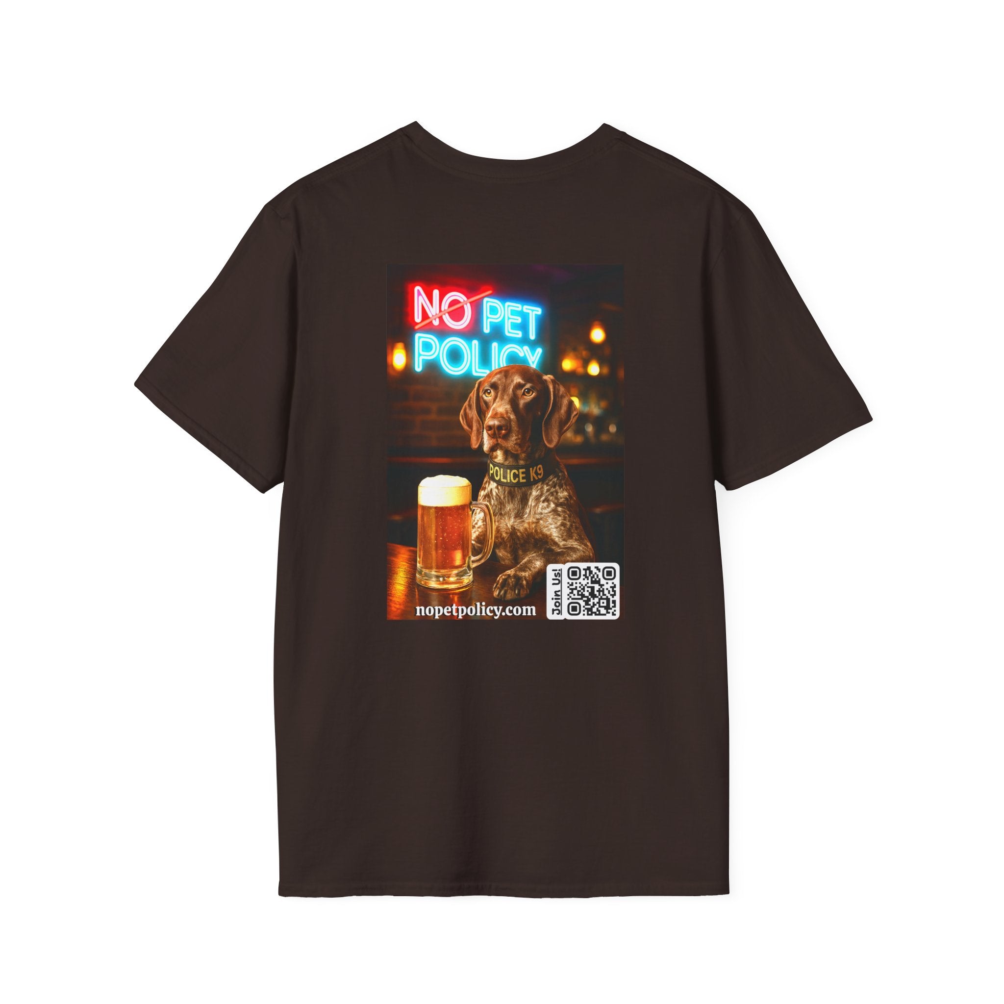Retired K9 Bela "Off Duty" Tee – No Pet Policy™ | Wear the Change!