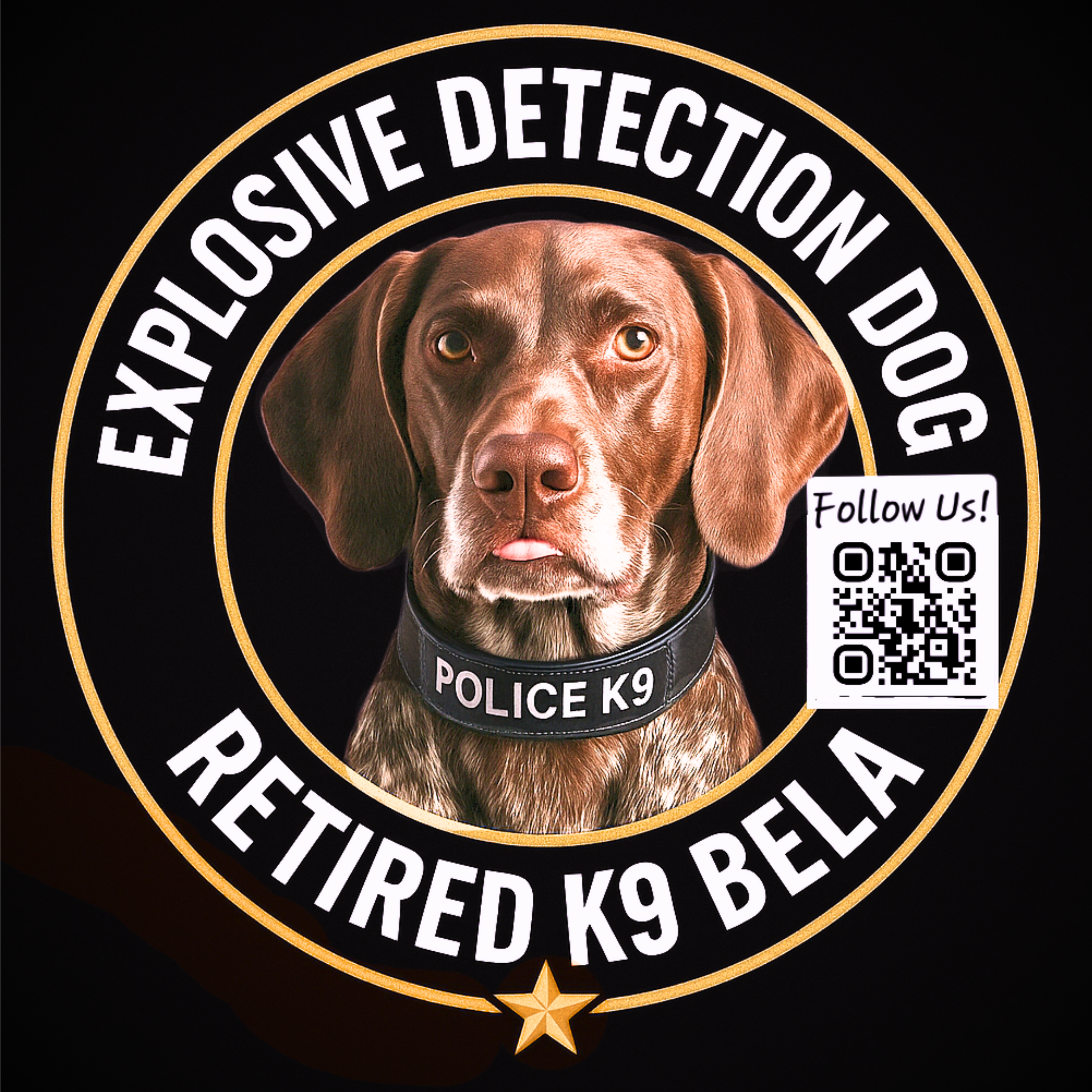 Sticker of retired explosive detection K9 Bela
